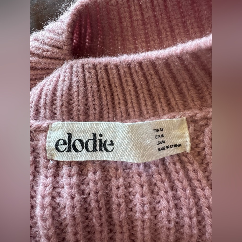 Elodie Cropped Ribbed Knit Sweater Pink Mauve Size M - Picture 4 of 8